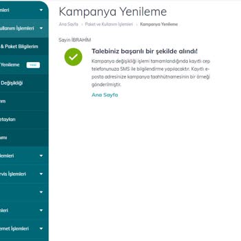 Türk Telekom Online İşlemlerde Kampanya Geçiş Sorunu