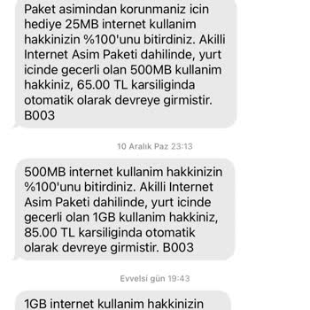 Vodafone İzinsiz İnternet Yüklenmesi Tekrar Tekrar Aynı Şey