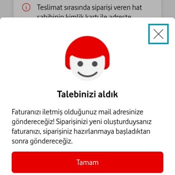 Vodafone Tarifeme Ek Aldığım Cihazın Faturasını E Mailime Yollamıyor