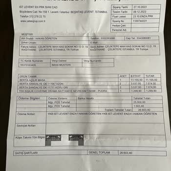 Enza Home Ürün Teslimatı Yapılmaması