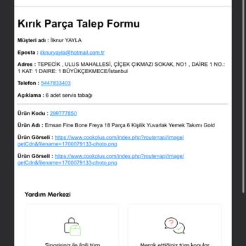 Karaca Online Kırık Gelen Tabaklar Temin Edilmedi