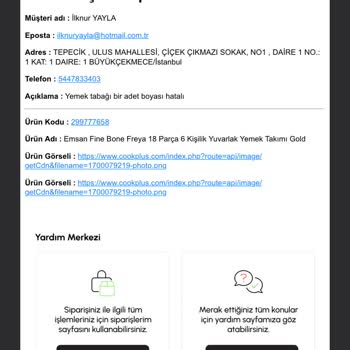 Karaca Online Kırık Gelen Tabaklar Temin Edilmedi