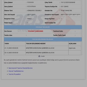 Aras Kargo Müşteriyi Aramadan Kargoyu Şubeye Bırakması