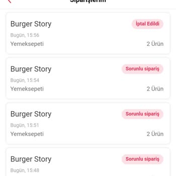 Yemek Sepeti Teslim Saati İptal Bilgilendirmesi