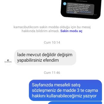 Kamacı Butik Sitesinde İade Var Deyip Sonra İade Almaması