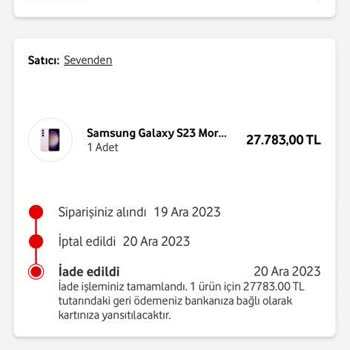 Sevenden.com.tr Aldığım Cihaz Bilgim Dışında İade Edilmiş