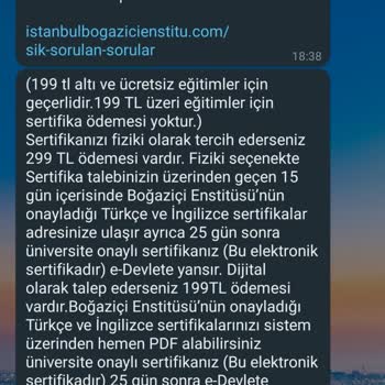 Boğaziçi Enstitüsü Sertifika E Devlete Yansımamış