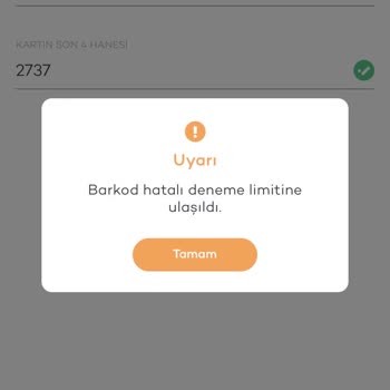 Tosla Kart Barkod Hatası