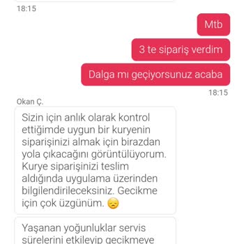 Yemeksepeti 3 Saattir Beklenen Sipariş