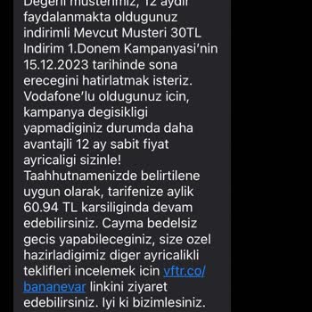 Vodafone Yalan/yanlış Beyanla Tarife Değişikliği Yapılması
