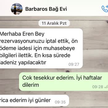 Barbaros Bağ Evi İade Ücret Ödeme