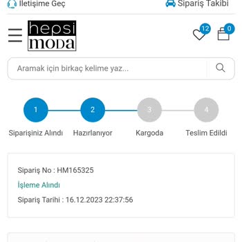 Hepsi Moda Siparişimin Kargoya Verilmesini Bekliyorum