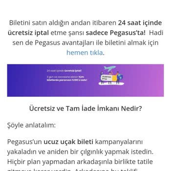 Pegasus 24 Saat İçinde Kesintisiz İade Yalanı!