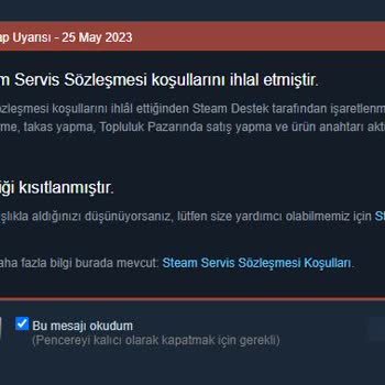 Steam Hesabım Yanlış Sebeple Banlandı