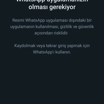 WhatsApp Resmi Uygulama Hatası