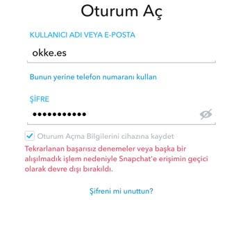 Snapchat Erişim Kısıtlaması Sorunu
