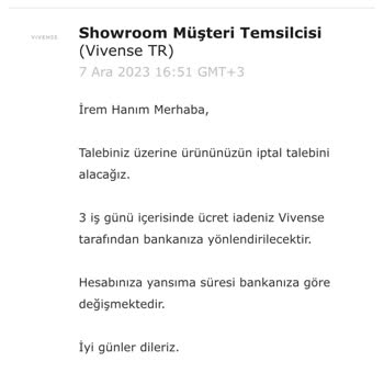 Vivense Para İadesinin Yapılamaması