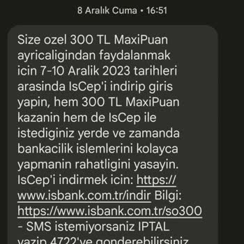 İş Bankası İs Bankasının Sözünü Verdiği MaxiPuan'ları Hesabıma Tanımlamaması