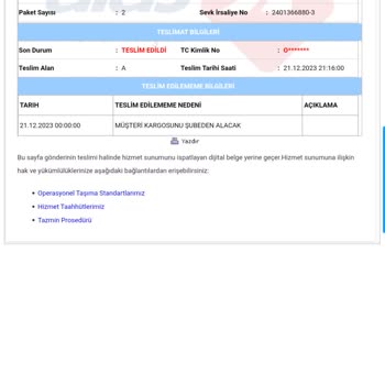 Aras Kargo Kargo Teslim Edildi Ama Şubeden Alın