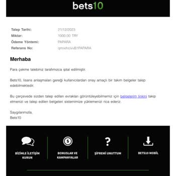 Bets10 Para Çekme Sorunu