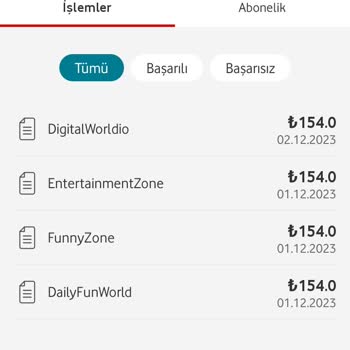 Vodafone Pay Bilgim Dışında Abone Olunmuş Ve Faturama Yansıtılmıştır