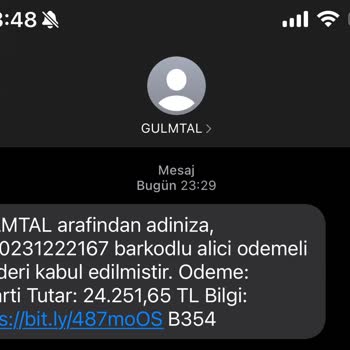 PTT Kargo . G. U. L. M. T. L. Mesajı