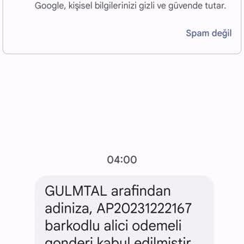 PTT Kargo Ya Ait Olduğu Söylenen Mesaj