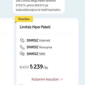 Müşteri Hizmetleri Beni Başka Tarife Yaptı Sınırsız Değil Vodafone