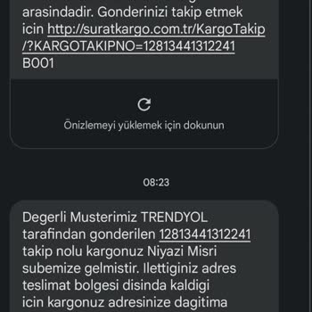 Sürat Kargo Kargo Teslimatı Yapılmıyor