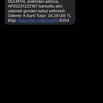 PTT Kargo Tarafıma Gelen Mesaj Hakkında