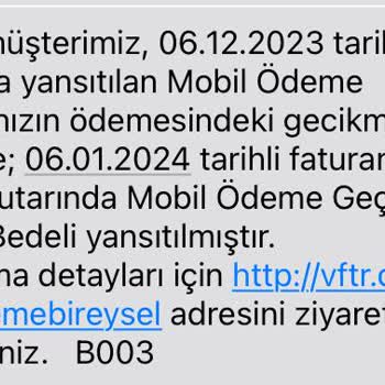 Vodafone Fatura Geç Ödeme