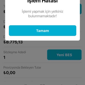 Türkiye Sigorta Mobil Uygulamada İşlem Sorunu