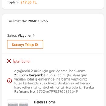 Trendyol İptal Ettiğim Siparişin Geri Ödemesi Yapılmadı