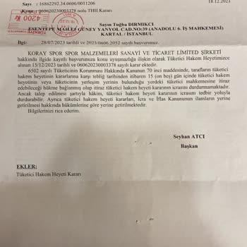Koray Spor Mağazasının Tüketici Hakem Heyeti Kararını Yok Sayması
