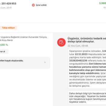 Hepsiburada 1 Ay Bekledikten Sonra Ürün Tedarik Edemiyorum Yalanı İle Mağduriyet.