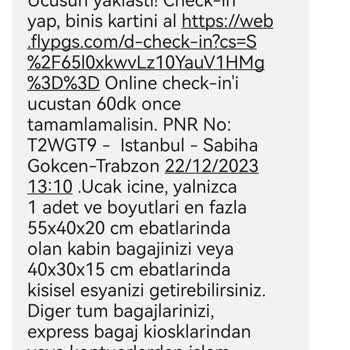 Pegasus Havayolları Operasyonel (? ) Nedenden Dolayı Uçuş İptali