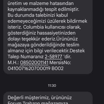 Columbia Garanti Kapsamındaki Ürünün İade Problemi