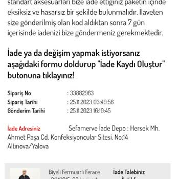 Sefamerve İade Ettiğim Ürünün Parasını Vermiyor