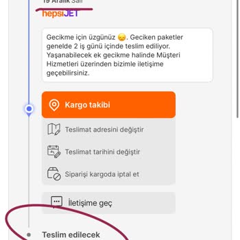 hepsiJET Teslimat Gecikmesi Ve Bilgi Güncellemesi Hatası