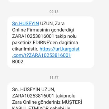 Zara Kargoist Kuryesine Söz Geçiremiyor.