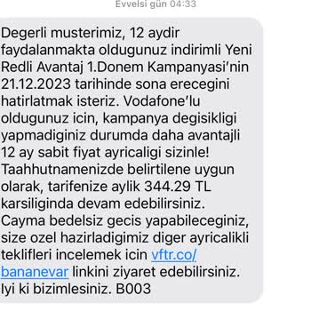 Vodafone Yüksek Fatura Taahhüdü