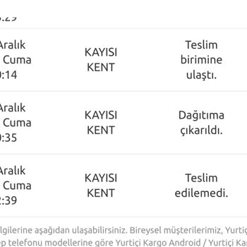 Yurtiçi Kargo Öğle Tatilinde Götürülüp Teslim Edilemedi Diye Geri Dönmesi