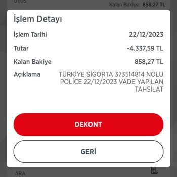 Türkiye Sigortasının Müşteri Bilgisi Dışında Hesaptan Para Çekmesi