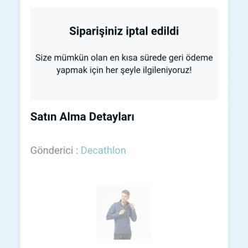 Decathlon İptal Edilen Ürün Para İadesi