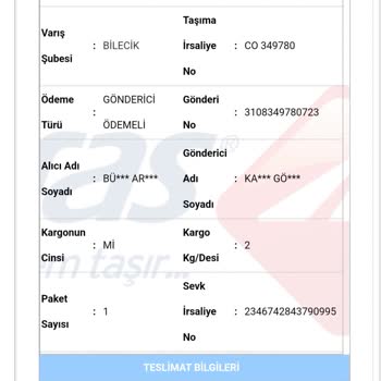 Aras Kargo Teslim Edilmeyen Kargoda Teslim Edildi Yazması