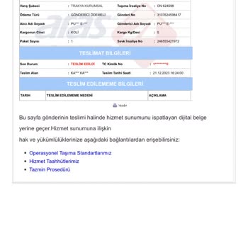 Aras Kargo, Sipariş Ettiğim Kargoyu Kaybetti