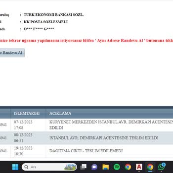 Kuryenet Tarafından Kargom Teslim Edilmemiştir.