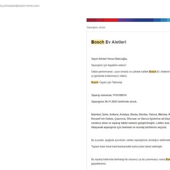 Bosch 23 Gün Oldu Ürünü Teslim Edemedi