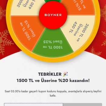Boyner Hediye Çarkı İndirim Kodu Hatası