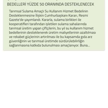 Tarım Ve Orman Bakanlığı Tarımsal Sulama Desteği